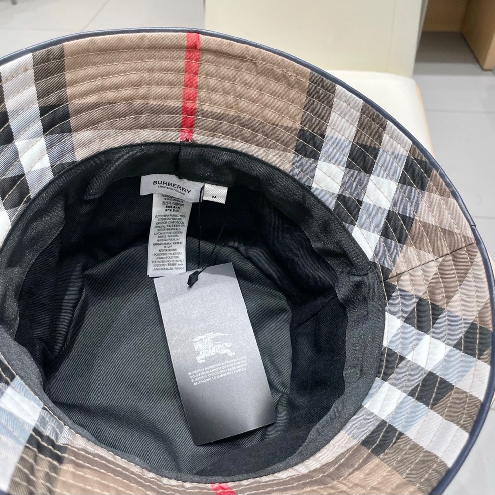 Burberry Checkered Bucket Hat - Tan, Black, White, Red - Picture 4 of 5